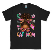 Black Afro Messy Bun Cat Mom Classic Tee - texasbilliewilder