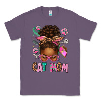 Lavender Afro Messy Bun Cat Mom Classic Tee - texasbilliewilder