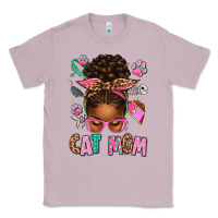 Lilac Afro Messy Bun Cat Mom Classic Tee - texasbilliewilder