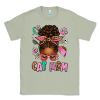 Matcha Afro Messy Bun Cat Mom Classic Tee - texasbilliewilder