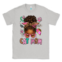 Moon Dust Afro Messy Bun Cat Mom Classic Tee - texasbilliewilder