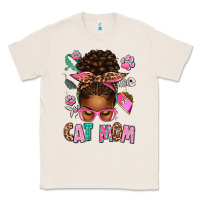 Natural Afro Messy Bun Cat Mom Classic Tee - texasbilliewilder