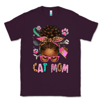 Plum Afro Messy Bun Cat Mom Classic Tee - texasbilliewilder
