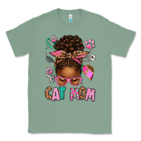 Sage Afro Messy Bun Cat Mom Classic Tee - texasbilliewilder