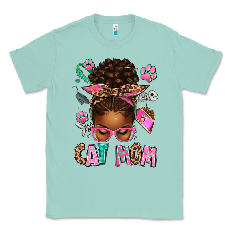 Afro Messy Bun Cat Mom Classic Tee by texasbilliewilder | Teevron