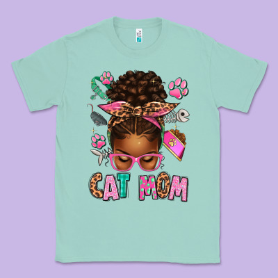 Afro Messy Bun Cat Mom Classic Tee Designed By Texasbilliewilder