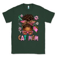 Sports Green Afro Messy Bun Cat Mom Classic Tee - texasbilliewilder