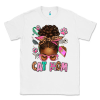 White Afro Messy Bun Cat Mom Classic Tee - texasbilliewilder