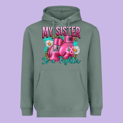 Breast Cancer My Sister Is A Fighter Heavyweight Hoodie Designed By Artiststas