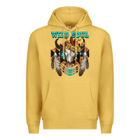 Antique Gold Wild Soul Bull Skull Premium Hoodie - FaDigitalArtStudio