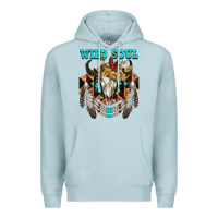 Blue Mist Wild Soul Bull Skull Premium Hoodie - FaDigitalArtStudio