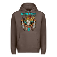 Coffee Wild Soul Bull Skull Premium Hoodie - FaDigitalArtStudio