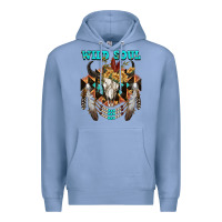 Colony Blue Wild Soul Bull Skull Premium Hoodie - FaDigitalArtStudio