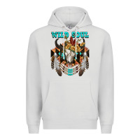 Dove Grey Wild Soul Bull Skull Premium Hoodie - FaDigitalArtStudio