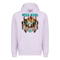 Lilac Wild Soul Bull Skull Premium Hoodie - FaDigitalArtStudio