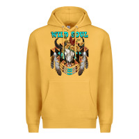 Mustard Wild Soul Bull Skull Premium Hoodie - FaDigitalArtStudio