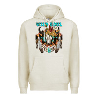 Oatmeal Heather Wild Soul Bull Skull Premium Hoodie - FaDigitalArtStudio