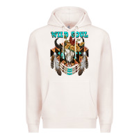 Pale Pink Wild Soul Bull Skull Premium Hoodie - FaDigitalArtStudio