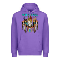 Purple Wild Soul Bull Skull Premium Hoodie - FaDigitalArtStudio