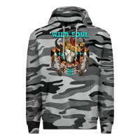 Slate Camo Wild Soul Bull Skull Premium Hoodie - FaDigitalArtStudio