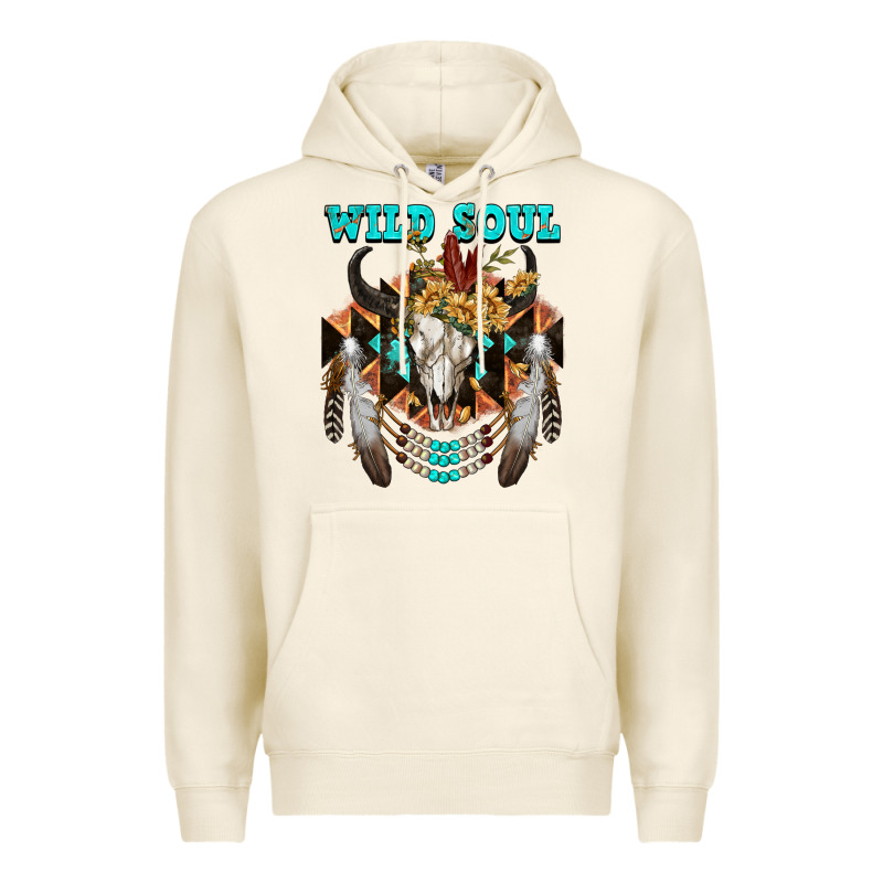 Wild Soul Bull Skull Premium Hoodie by FaDigitalArtStudio | Teevron