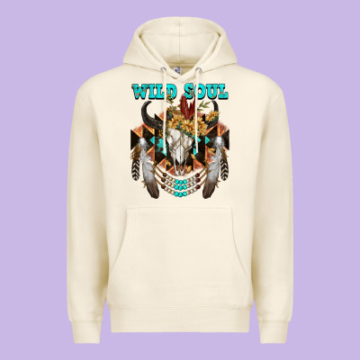 Wild Soul Bull Skull Premium Hoodie Designed By Fadigitalartstudio