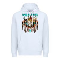 White Wild Soul Bull Skull Premium Hoodie - FaDigitalArtStudio