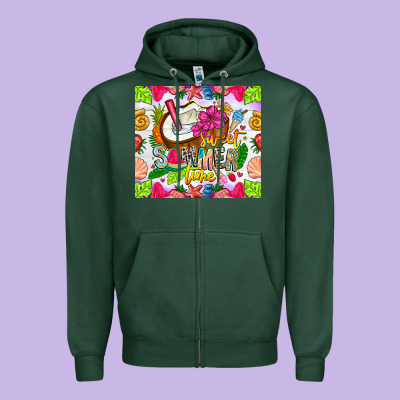 Summer Time Zipper Hoodie Designed By Cowhidedigitalart