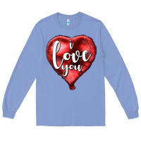 Colony Blue I love you heart balloon Valentine's Day Long Sleeve Tee - HowdyJamesFarm