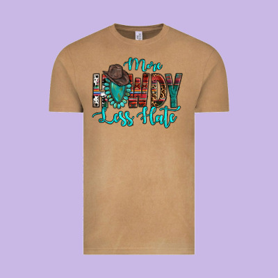 Western More Howdy Less Hate Cowboy Hat Gemstone Vintage Tee Designed By Howdyjamesfarm
