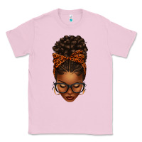 Bubblegum Pink afro messy bun orange leopard bow Classic Tee - texasbilliewilder