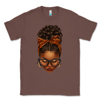 Chestnut afro messy bun orange leopard bow Classic Tee - texasbilliewilder