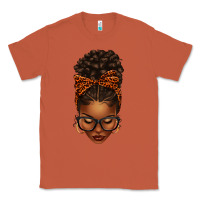 Copper afro messy bun orange leopard bow Classic Tee - texasbilliewilder