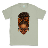 Afro Messy Bun Orange Leopard Bow Classic Tee | Teevron