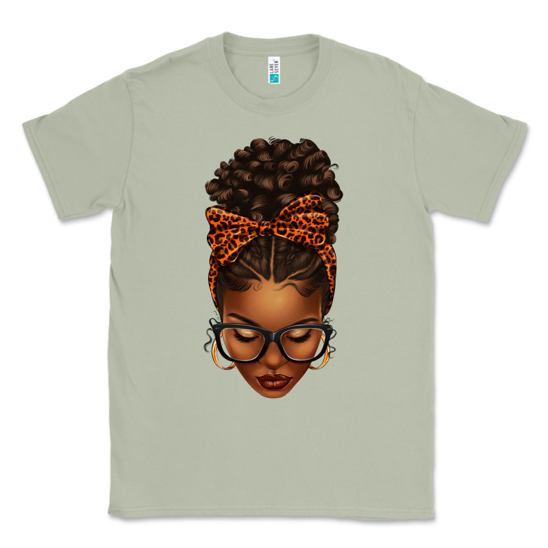 Afro Messy Bun Orange Leopard Bow Classic Tee by texasbilliewilder | Teevron