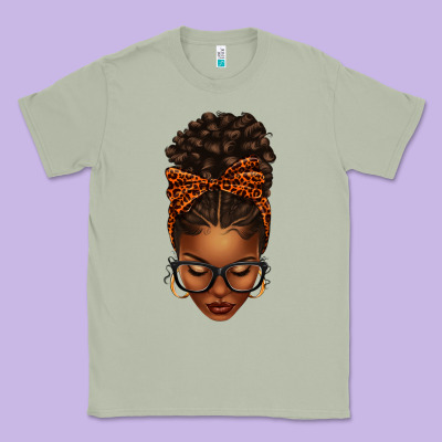 Afro Messy Bun Orange Leopard Bow Classic Tee Designed By Texasbilliewilder