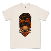 Natural afro messy bun orange leopard bow Classic Tee - texasbilliewilder