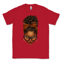 Red afro messy bun orange leopard bow Classic Tee - texasbilliewilder