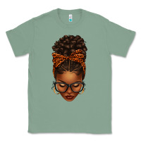 Sage afro messy bun orange leopard bow Classic Tee - texasbilliewilder