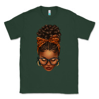 Sports Green afro messy bun orange leopard bow Classic Tee - texasbilliewilder