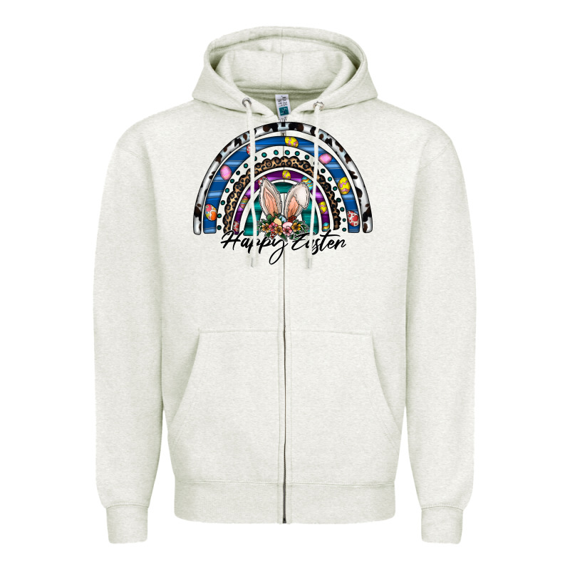 Happy Easter Rainbow Zipper Hoodie by CowhideDigitalArt | Teevron