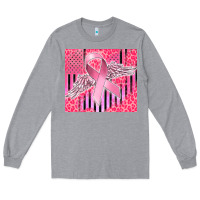 Heather Grey cancer awareness american flag Long Sleeve Tee - CowGirlArtShop