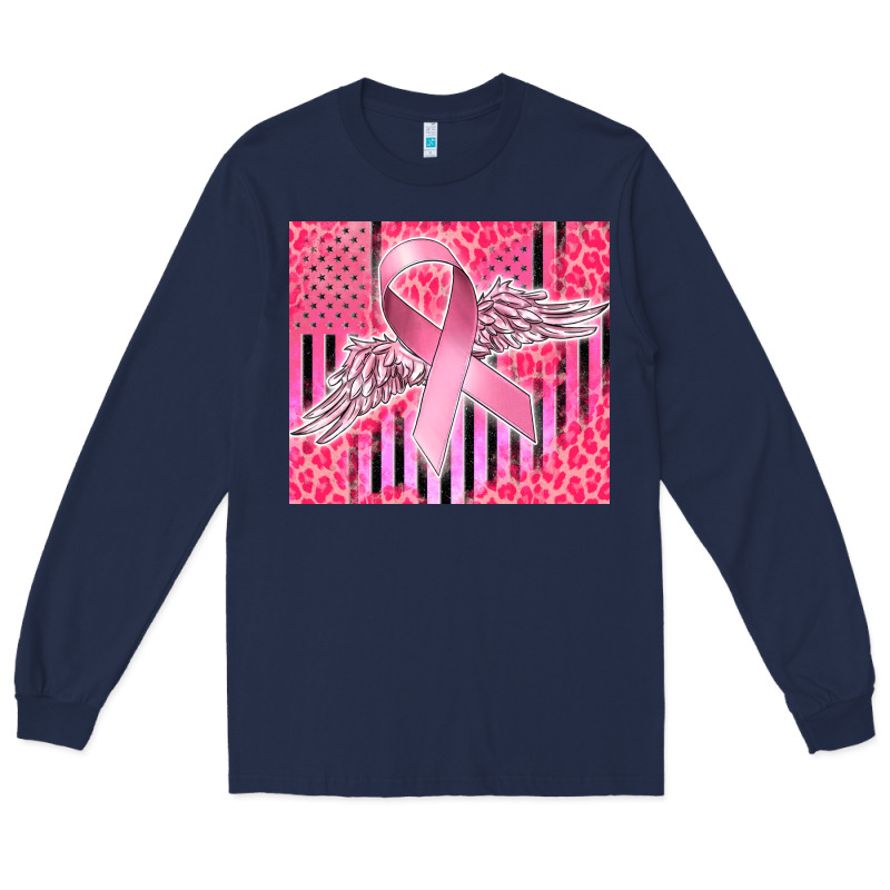 Cancer Awareness American Flag Long Sleeve Tee by CowGirlArtShop | Teevron