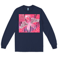 Navy cancer awareness american flag Long Sleeve Tee - CowGirlArtShop