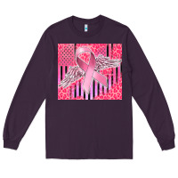 Plum cancer awareness american flag Long Sleeve Tee - CowGirlArtShop