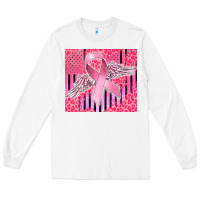 White cancer awareness american flag Long Sleeve Tee - CowGirlArtShop