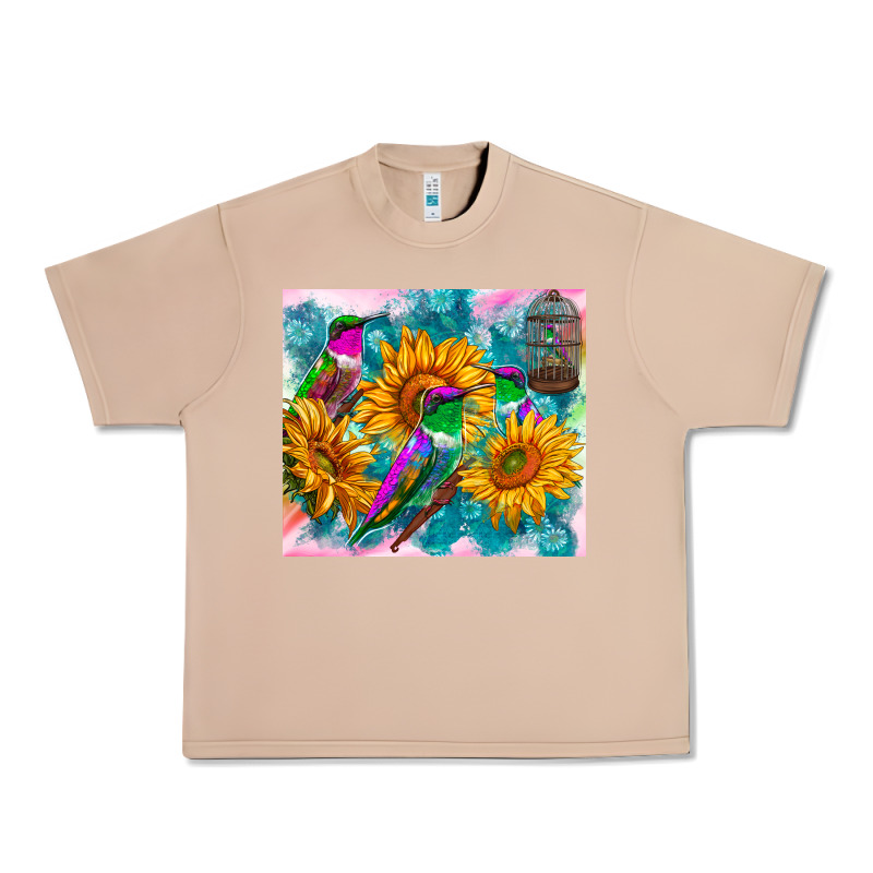 Hummingbirds Sunflower Urban Heavy Tee by TumblerDesignByShophia | Teevron