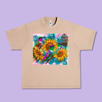 Hummingbirds Sunflower Urban Heavy Tee Designed By Tumblerdesignbyshophia