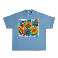 Pebble Blue hummingbirds sunflower Urban Heavy Tee - TumblerDesignByShophia