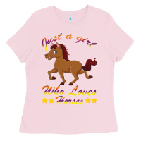 Bubblegum Pink Just a girl who loves horses Ladies Tee - Bettercallsaul
